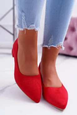 Czółenka Zamszowe|Czółenka Klasyczne>Boto Klasyczne Zamszowe Czółenka Czerwone Rheya