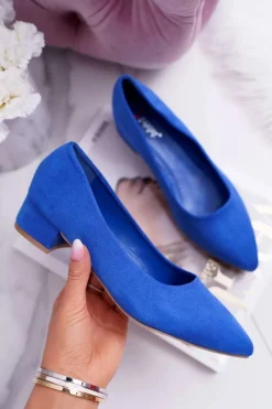 Czółenka Zamszowe|Czółenka Klasyczne>Boto Klasyczne Zamszowe Czółenka Niebieskie Rheya