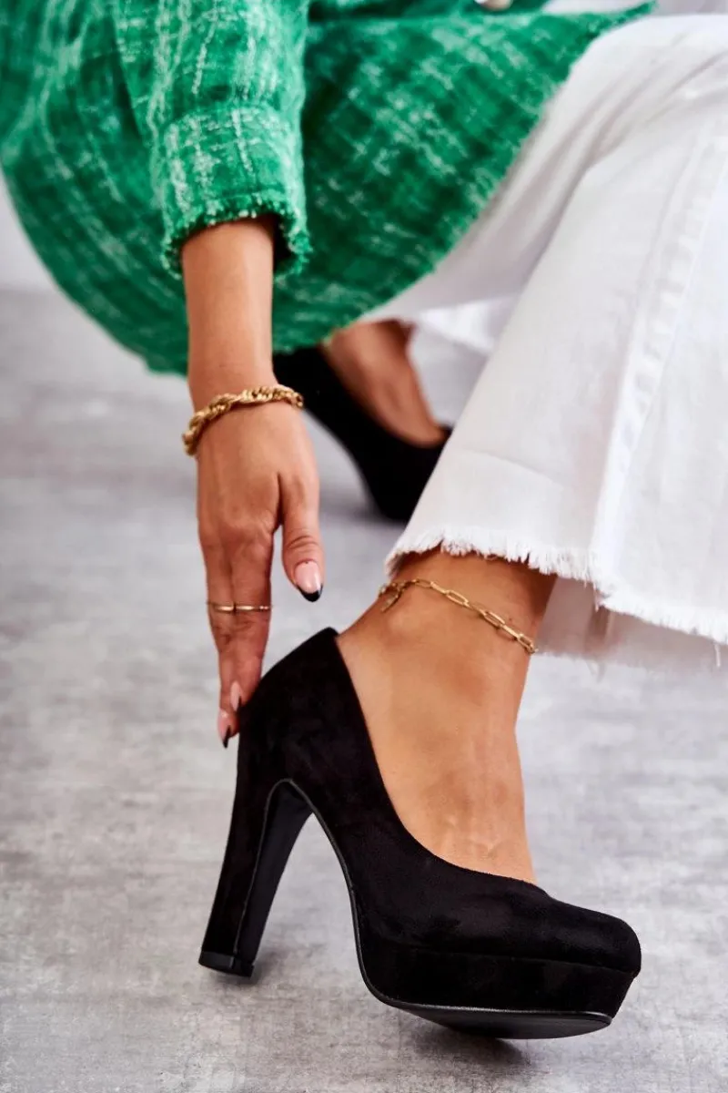 Best Boto Klasyczne Zamszowe Czółenka Na Obcasie Czarne Soro