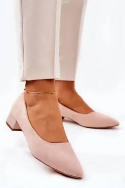 Sale Boto Klasyczne Zamszowe Czółenka Beżowe Rheya