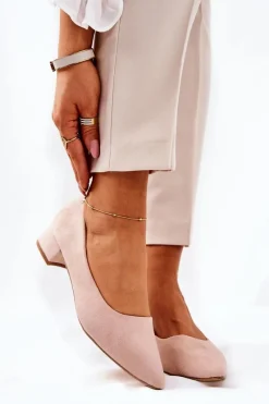 Sale Boto Klasyczne Zamszowe Czółenka Beżowe Rheya