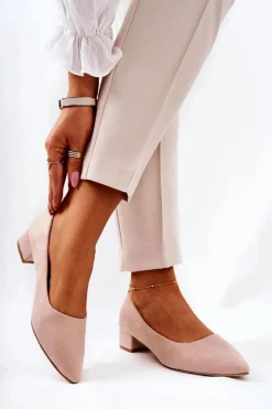 Sale Boto Klasyczne Zamszowe Czółenka Beżowe Rheya