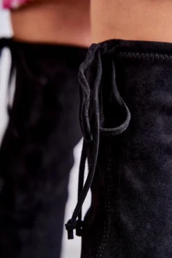 Online Boto Klasyczne Zamszowe Kozaki Muszkieterki Czarne Clarissa