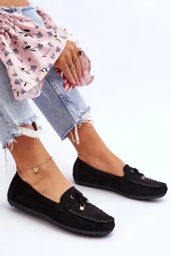 Sale Boto Klasyczne Zamszowe Mokasyny Czarne Good Time Czarny