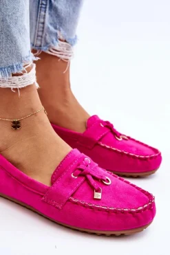 Best Klasyczne Zamszowe Mokasyny Fuksja Good Time Damskie Loafersy Damskie|Mokasyny Damskie Zamszowe