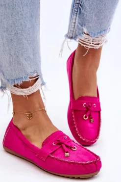 Best Klasyczne Zamszowe Mokasyny Fuksja Good Time Damskie Loafersy Damskie|Mokasyny Damskie Zamszowe
