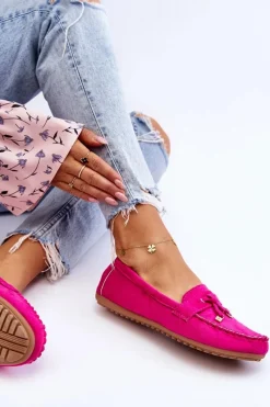 Best Klasyczne Zamszowe Mokasyny Fuksja Good Time Damskie Loafersy Damskie|Mokasyny Damskie Zamszowe