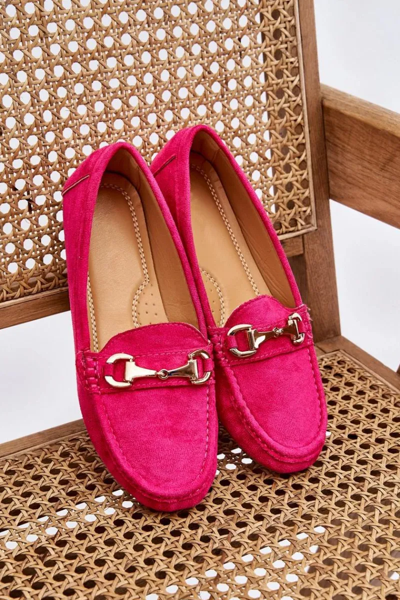 Clearance Klasyczne Zamszowe Mokasyny Z Ozdobą Fuksja Arla Damskie Mokasyny Damskie Zamszowe