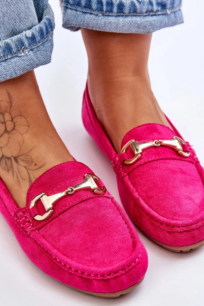 Clearance Klasyczne Zamszowe Mokasyny Z Ozdobą Fuksja Arla Damskie Mokasyny Damskie Zamszowe