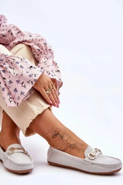 Sale Boto Klasyczne Zamszowe Mokasyny Z Ozdobą Szare Arla