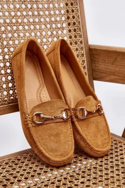 Sale Klasyczne Zamszowe Mokasyny Z Ozdobą Camel Arla Damskie Mokasyny Damskie Zamszowe