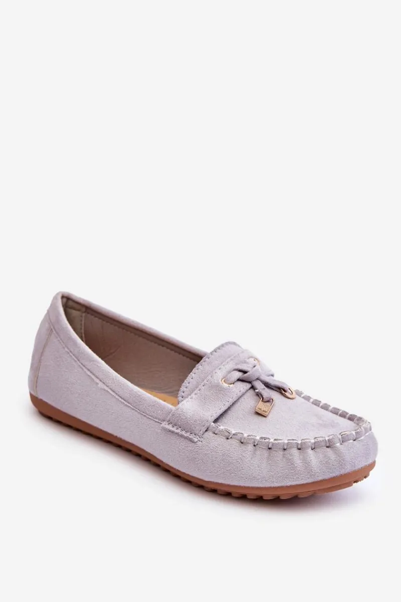Loafersy Damskie|Mokasyny Damskie Zamszowe>Boto Klasyczne Zamszowe Mokasyny Szare Good Time