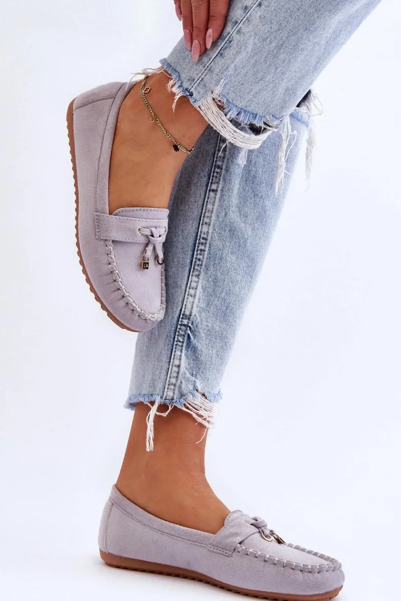 Loafersy Damskie|Mokasyny Damskie Zamszowe>Boto Klasyczne Zamszowe Mokasyny Szare Good Time