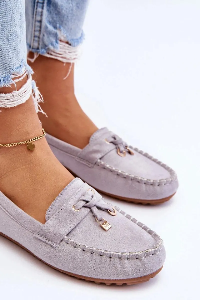Loafersy Damskie|Mokasyny Damskie Zamszowe>Boto Klasyczne Zamszowe Mokasyny Szare Good Time