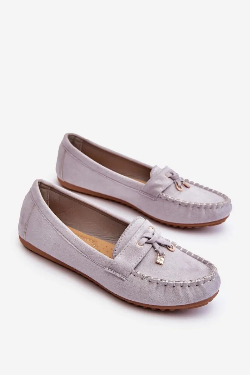 Loafersy Damskie|Mokasyny Damskie Zamszowe>Boto Klasyczne Zamszowe Mokasyny Szare Good Time