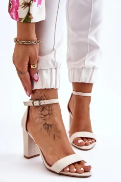 Sandały Na Obcasie>Boto Klasyczne Zamszowe Sandały Na Słupku Jasnobeżowe Amina