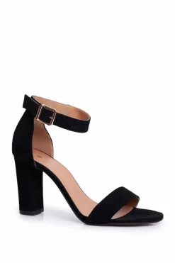 Clearance Klasyczne Zamszowe Sandały Na Słupku 1760 Czarne Damskie Sandały Na Słupku|Sandały Na Obcasie
