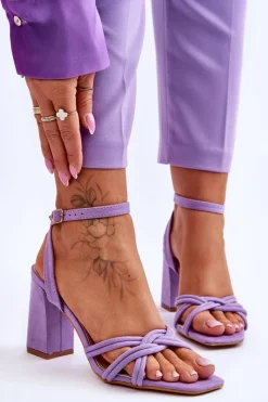 Sale Boto Klasyczne Zamszowe Sandały Na Słupku Fioletowe Bernett