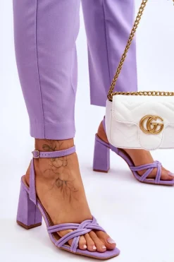 Sale Boto Klasyczne Zamszowe Sandały Na Słupku Fioletowe Bernett