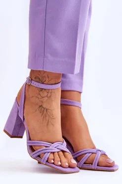 Sale Boto Klasyczne Zamszowe Sandały Na Słupku Fioletowe Bernett