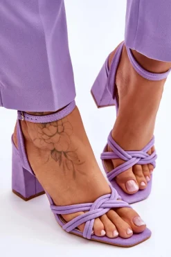 Sale Boto Klasyczne Zamszowe Sandały Na Słupku Fioletowe Bernett