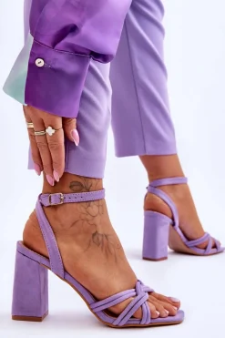 Sale Boto Klasyczne Zamszowe Sandały Na Słupku Fioletowe Bernett