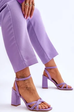 Sale Boto Klasyczne Zamszowe Sandały Na Słupku Fioletowe Bernett