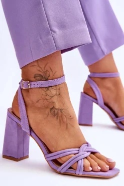 Sale Boto Klasyczne Zamszowe Sandały Na Słupku Fioletowe Bernett