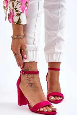 Clearance Boto Klasyczne Zamszowe Sandały Na Słupku Fuksja Amina