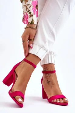 Clearance Boto Klasyczne Zamszowe Sandały Na Słupku Fuksja Amina