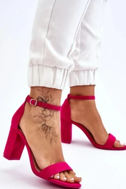 Clearance Boto Klasyczne Zamszowe Sandały Na Słupku Fuksja Amina