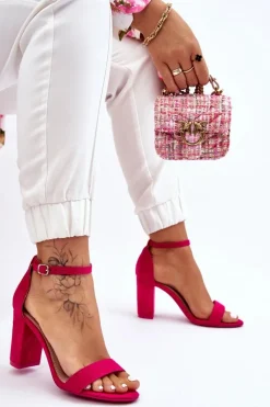 Clearance Boto Klasyczne Zamszowe Sandały Na Słupku Fuksja Amina