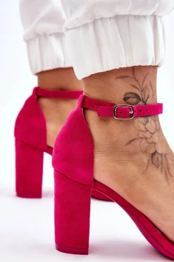 Clearance Boto Klasyczne Zamszowe Sandały Na Słupku Fuksja Amina