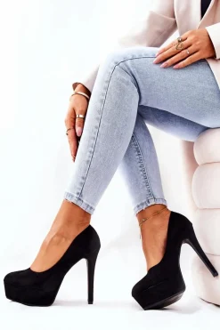 Czółenka Na Platformie|Czółenka Zamszowe>Boto Klasyczne Zamszowe Szpilki Na Platformie Czarne Silly