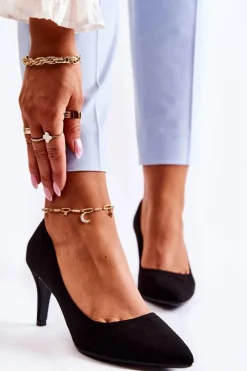 Czółenka Klasyczne>Boto Klasyczne Zamszowe Szpilki Czarne Theira