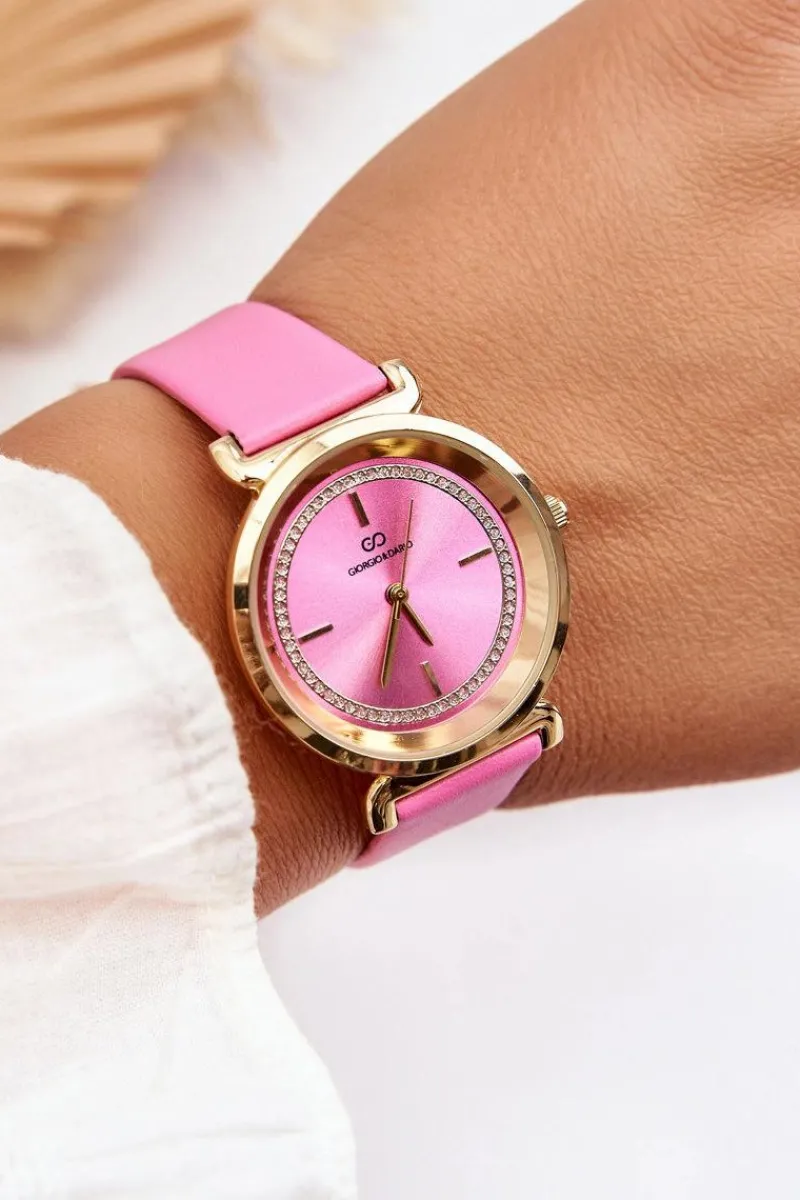 Hot Klasyczny Damski Zegarek Skórzany Różowy Zegarki