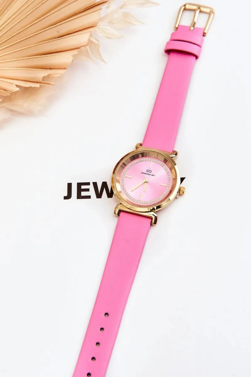 Hot Klasyczny Damski Zegarek Skórzany Różowy Zegarki
