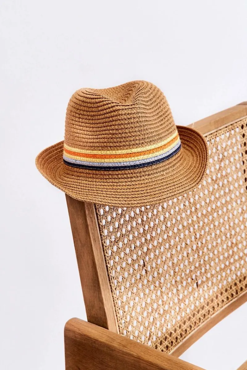 Clearance Klasyczny Dziecięcy Kapelusz Z Kolorowymi Paskami Beżowy Okrycia Głowy