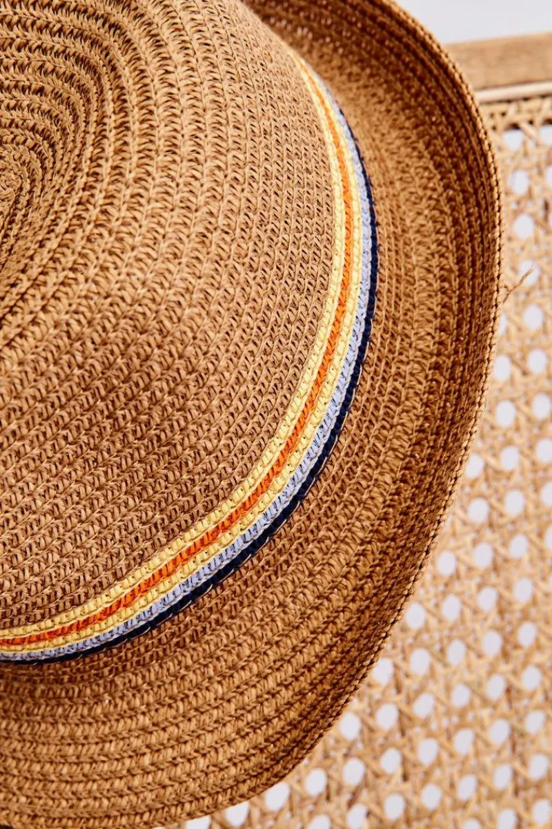 Clearance Klasyczny Dziecięcy Kapelusz Z Kolorowymi Paskami Beżowy Okrycia Głowy