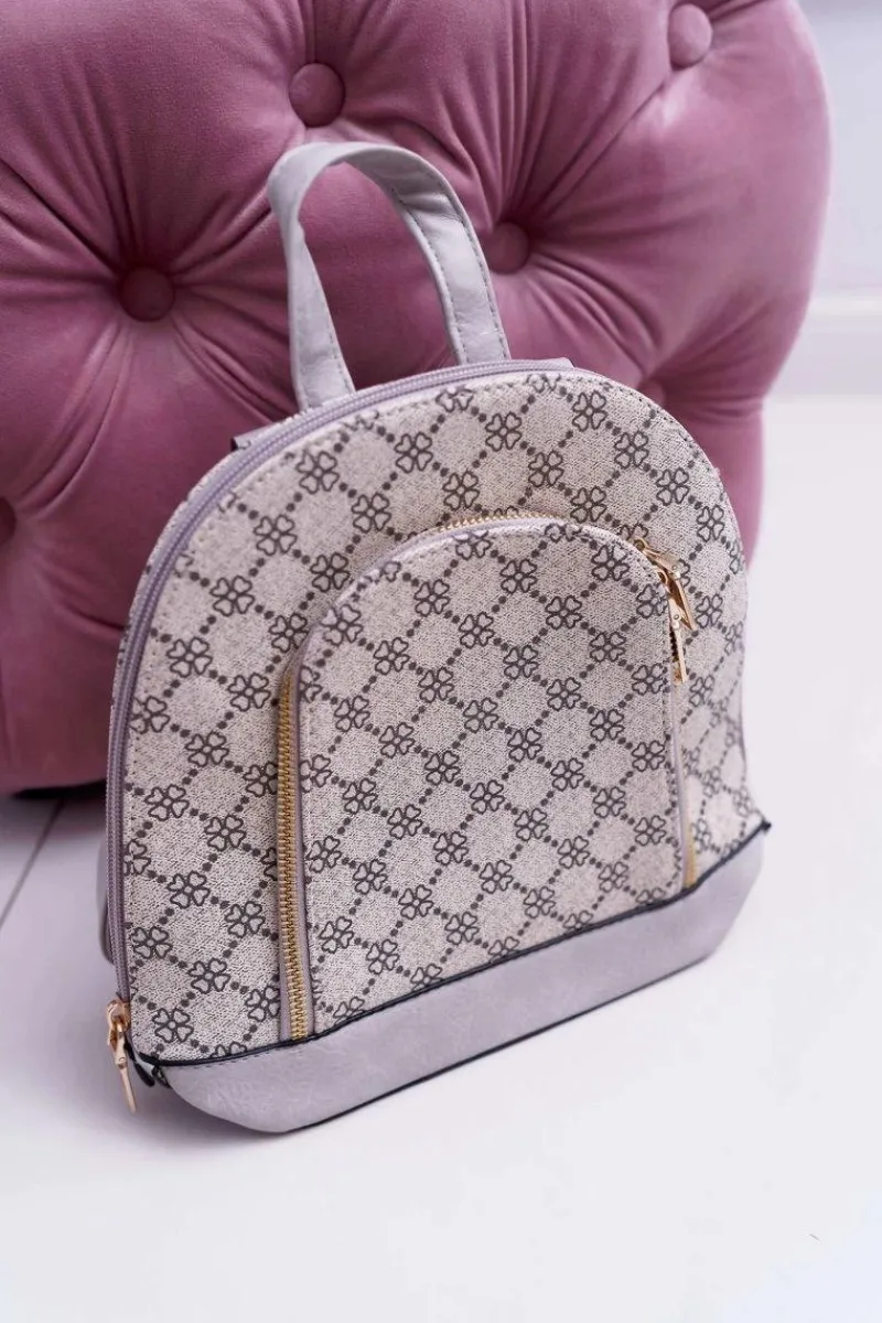 New Klasyczny Plecak Damski Beżowo Szary Elegancki Plecaki|Torebki Monnari