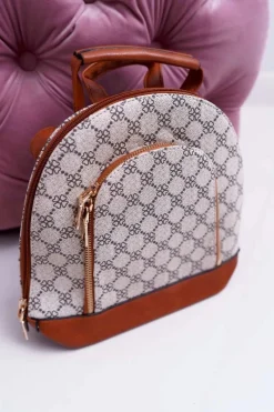 Hot Monnari Klasyczny Plecak Damski Beżowo Brązowy Elegancki