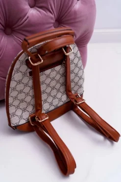 Hot Monnari Klasyczny Plecak Damski Beżowo Brązowy Elegancki