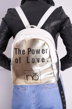 Plecaki|Torebki Nobo>Nobo Klasyczny Plecak Biały ze Złotym NBAG-I1990-CM00