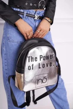 New Nobo Klasyczny Plecak Czarny ze Srebrnym NBAG-I1990-CM20