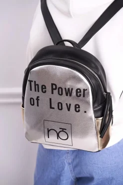 New Nobo Klasyczny Plecak Czarny ze Srebrnym NBAG-I1990-CM20