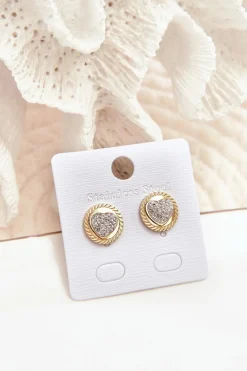 Clearance Glam Chic Kolczyki Koła z Sercem Ze Stali Nierdzewnej Złote