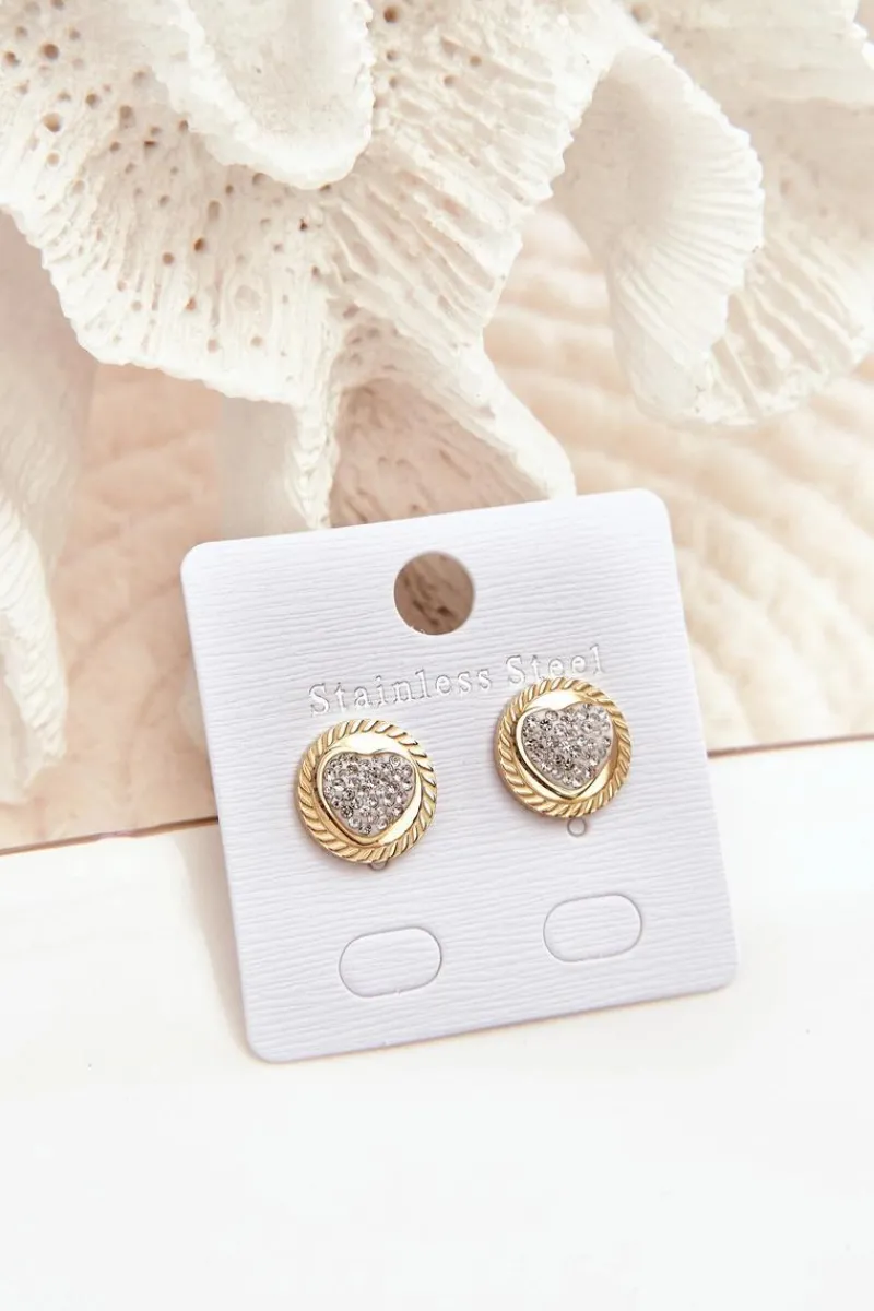 Clearance Glam Chic Kolczyki Koła z Sercem Ze Stali Nierdzewnej Złote