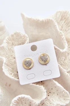 Clearance Glam Chic Kolczyki Koła z Sercem Ze Stali Nierdzewnej Złote