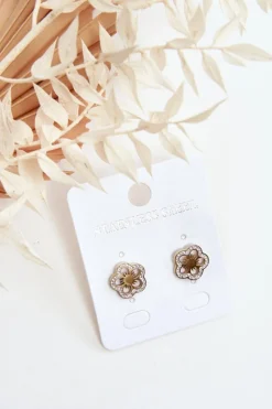 Clearance Kolczyki Kwiatki Z Cyrkoniami Złote Kolczyki