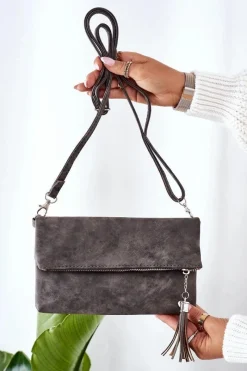 Discount Boto Kopertówka Z Odpinanym Paskiem I Frędzlami Szara